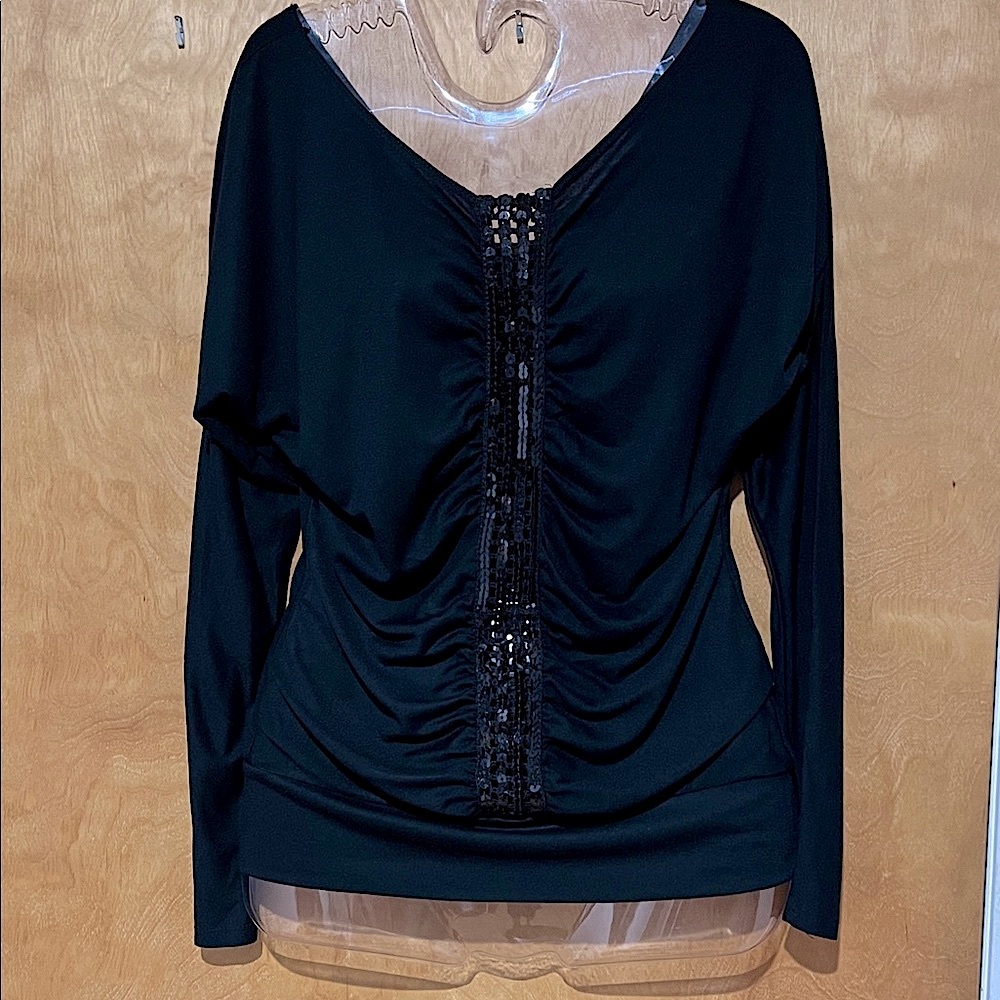 Charlotte Russe Women’s Black Sequin Detail Blouse Sz.L
